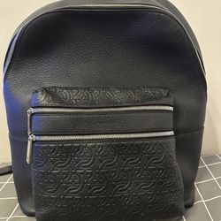 Ferragamo Gancini Black Real Leather Backpack