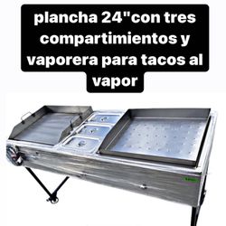 New Taco Cart/ Plancha Gruesa/ 3 En 1 Plancha 3 Charolas I Tacos De Cabeza Al Vapor