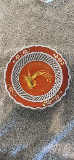 Von Schierholz Peacock Basket: Vintage German Openwork Trinket Dish