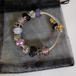 Cable Bracelet Pewter Plum