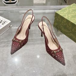 Merlot Crystal Pointed Sling-backs 👠