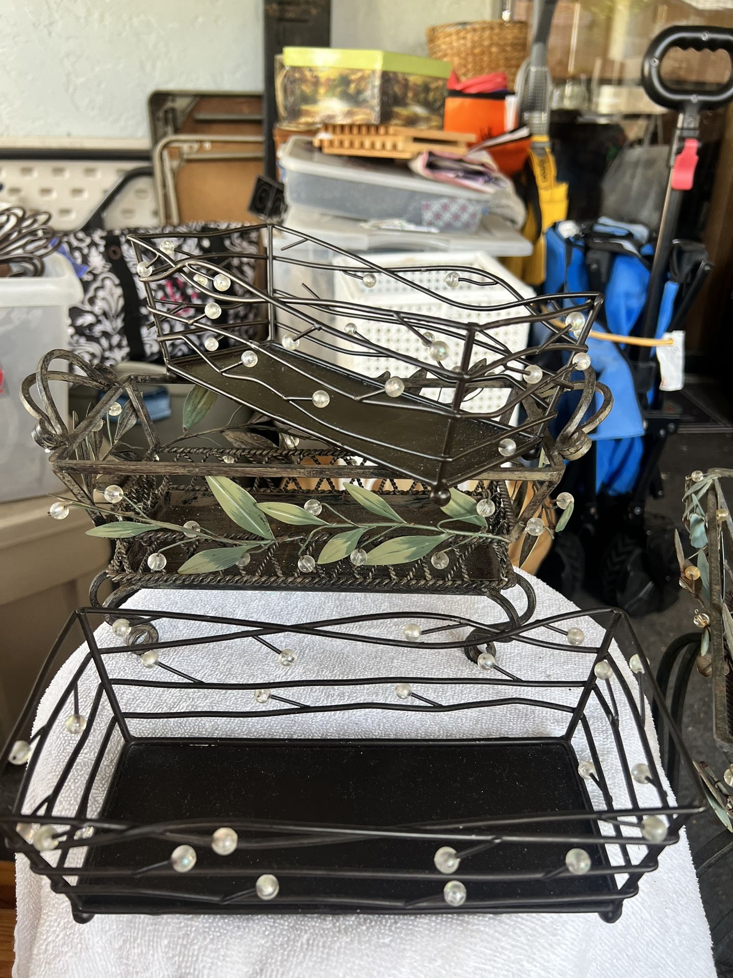 Plant Stand, Fruit Bowl With Fruit, 3 Candle Holders, 3 Pc Are Party Lite $35.00