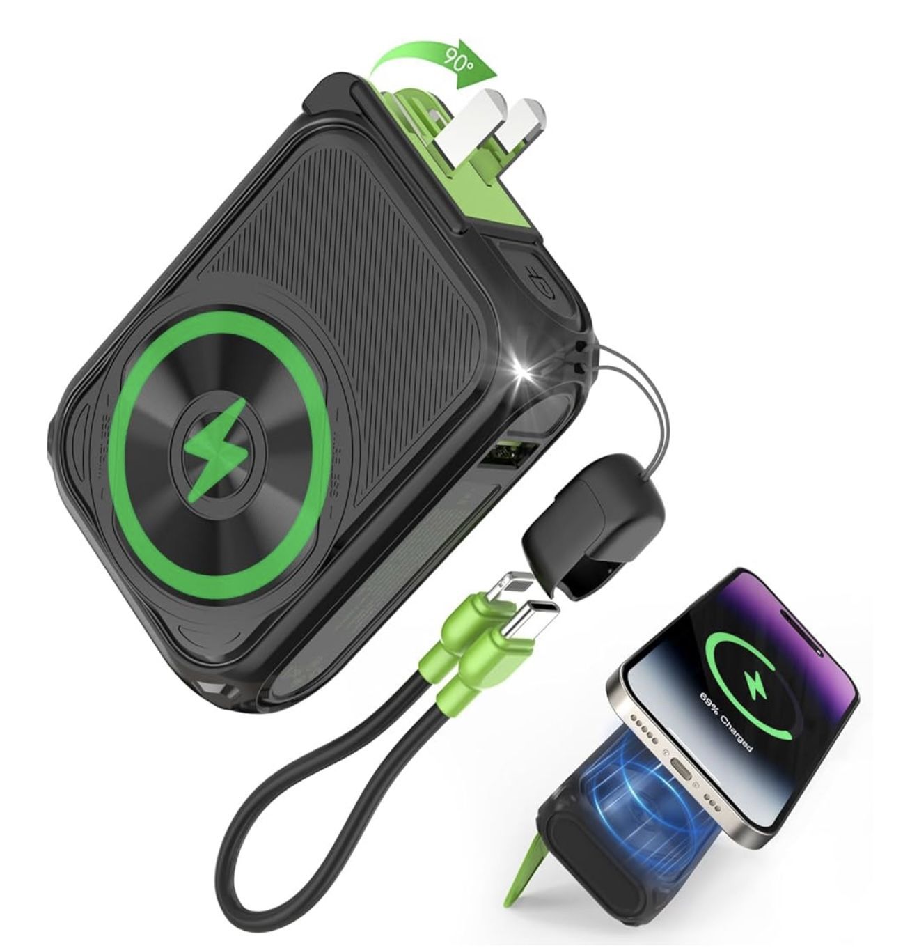 P05 Portable Charger, Magnetic Power Bank, Small Wireless PowerBank, Battery Pack10000mAh