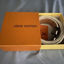 Louis Vuitton White Checkered Belt 