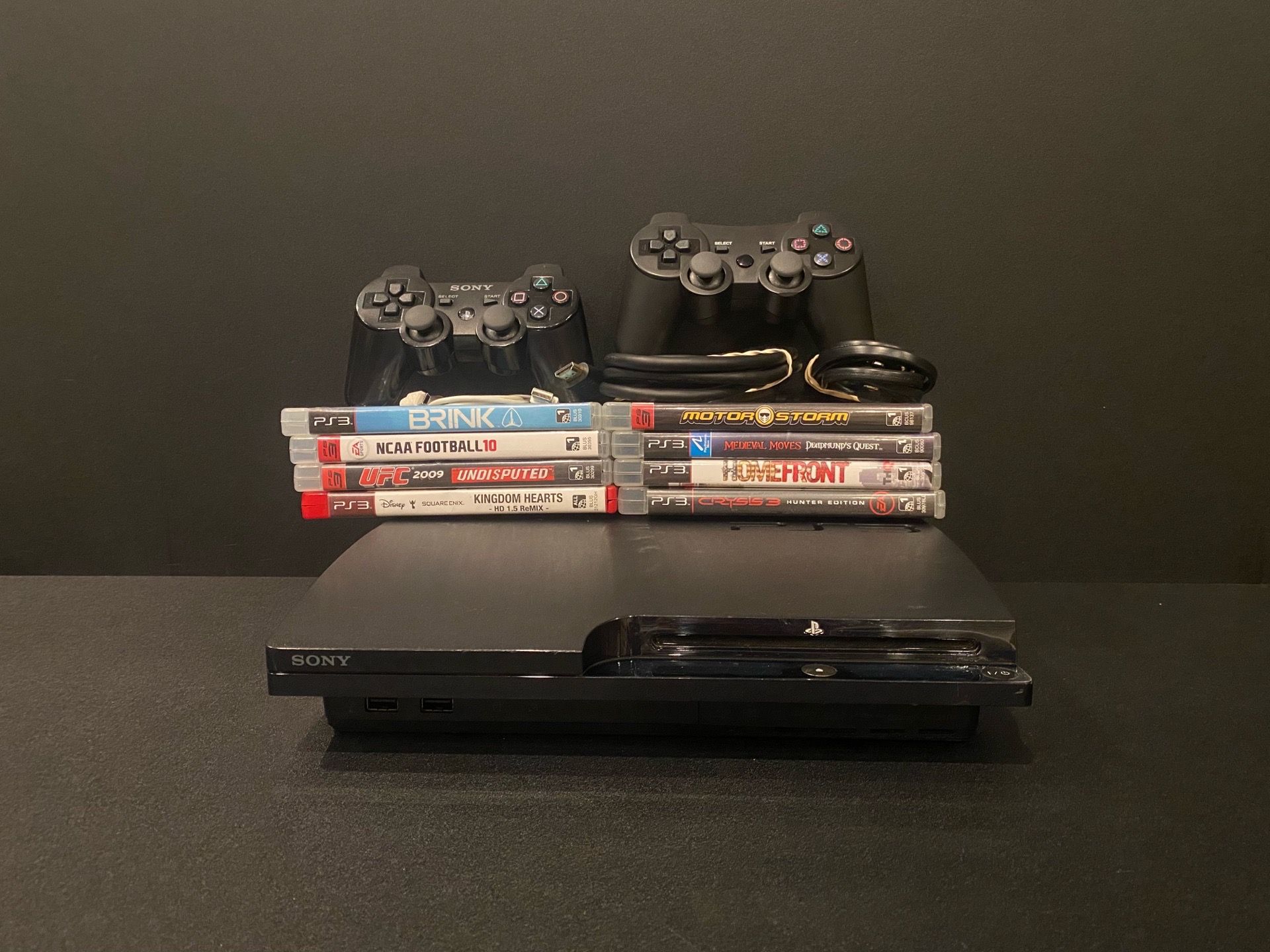 Sony PlayStation 3 Slim PS3 120GB Black Console Bundle W/ Controller Games Cords