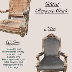 Louis XVI style gilded fauteuil Bergère Armchair