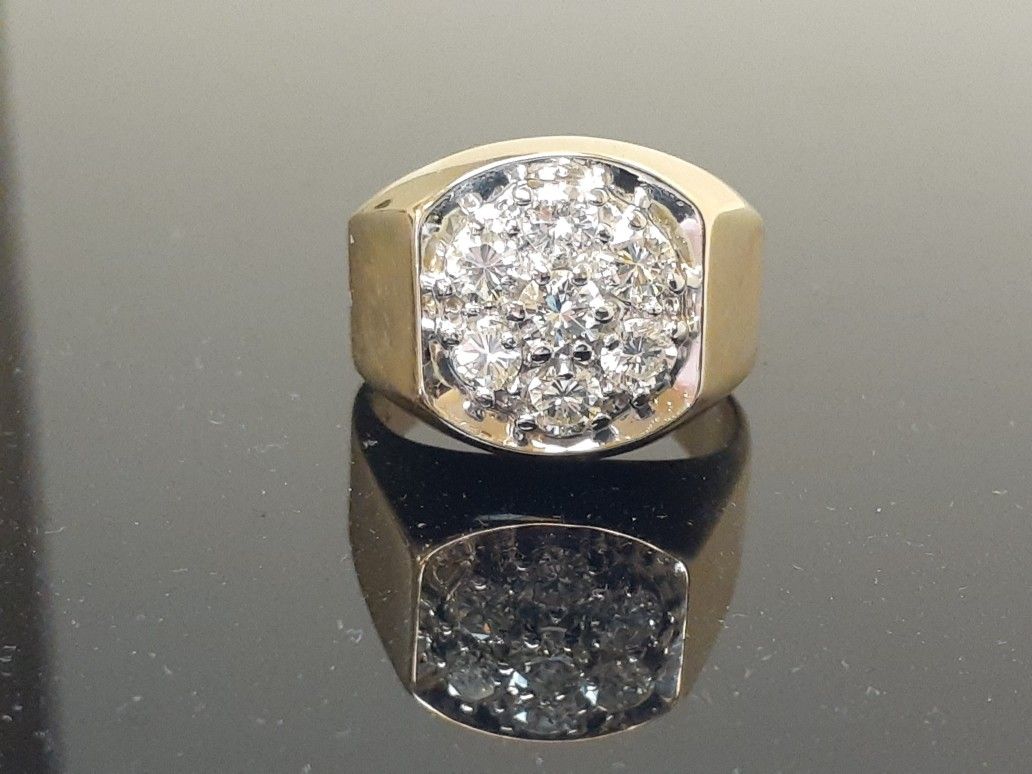 Mens 14k yellow gold 1.5ct diamond wedding band ring 17.8 grams size 11