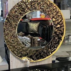 Mirror Gold Color , With Led  35” x35”