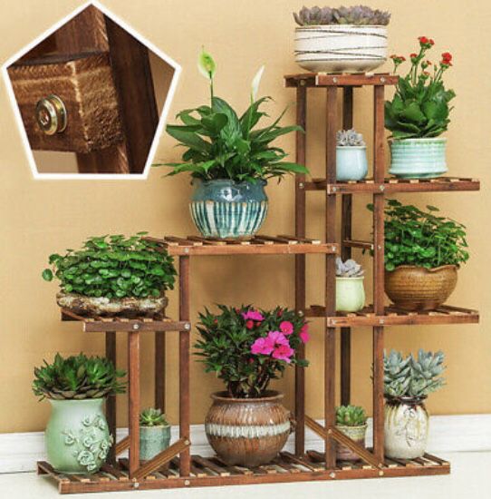 Bamboo wood Plant 🌱 Stand Multiple Tier Holder Shelving Indoor/Outdoor