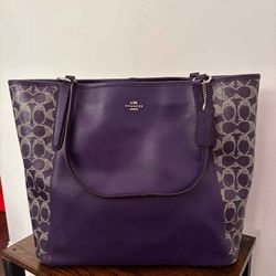 COACH SAFFIANO PVC BAILEY TOTE VIOLET