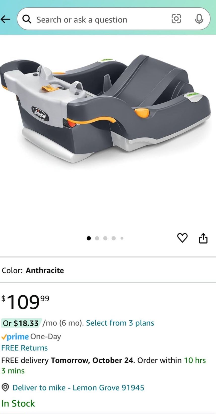 Chicco KeyFit car seat base (base only)
