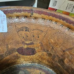 Pyrography Leather Childs Antique Chair