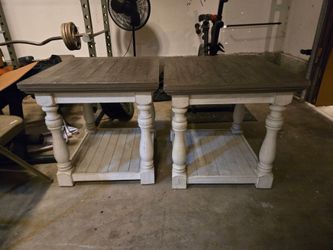 Farmhouse Style End Table with Lower Shelf