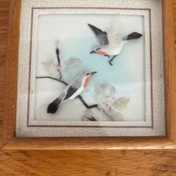 Vintage 1970's Framed 3D  Bird Art Wall Decor