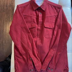 FILSON Men's Long Sleeve Button Up Rodeo Red Cotton Shirt Size S