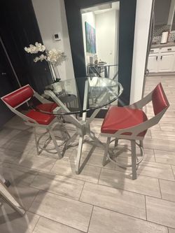 Dining table with barstools
