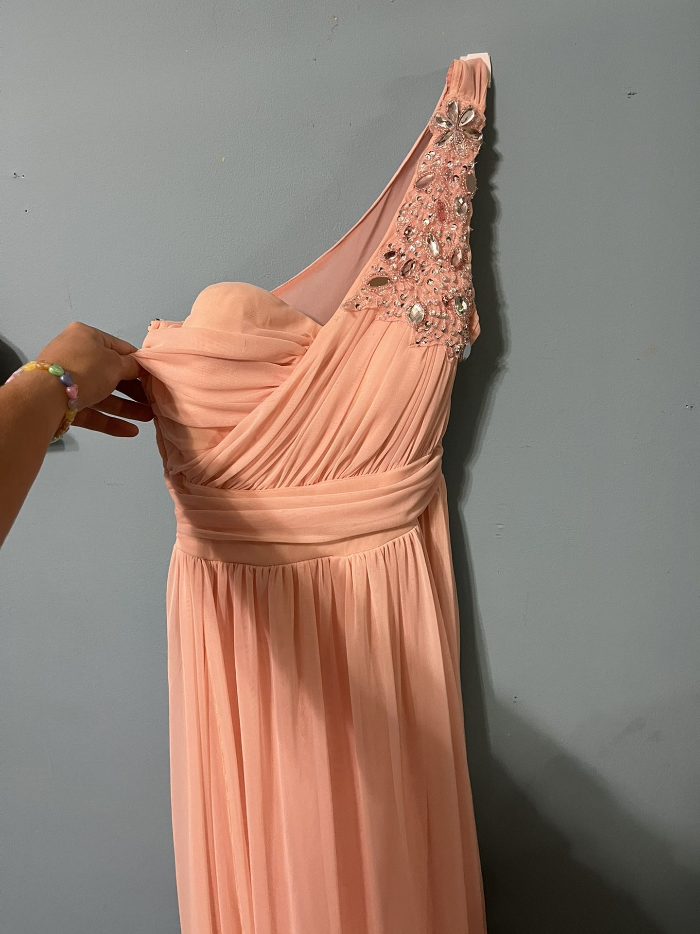 Pink One Shoulder Prom Dress 