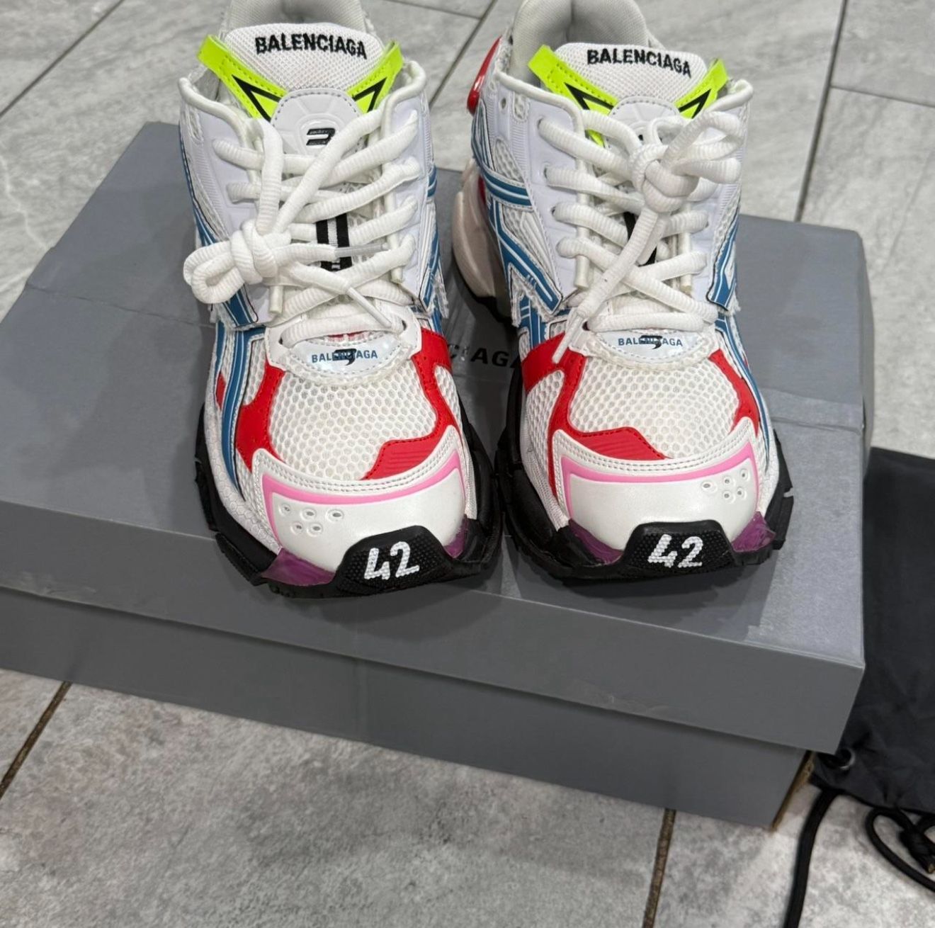 Balenciaga Runners White Red Blue And Pink Size 42/9