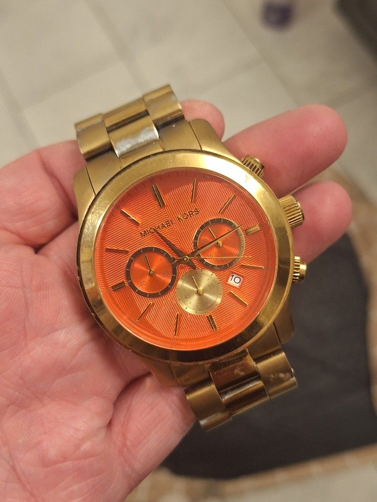 Michael Kors Red And Gold Runaway Watch