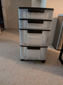 Black 4 Drawer Plastic Storage Cart W/wheels