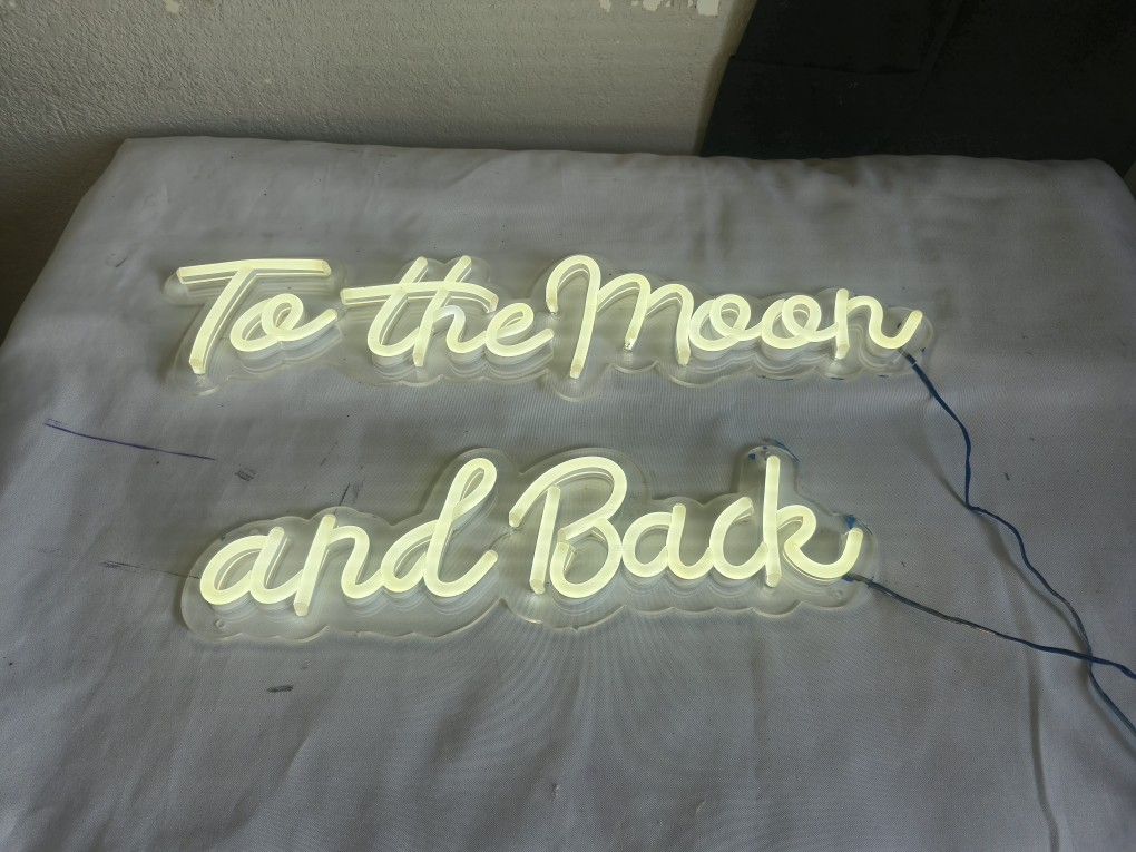 Clear ACRYLIC Neon Sign "To The MOON AND BACK"