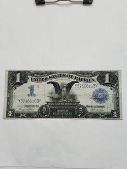 1899 Large One Dollar Black Eagle Note - Antique Bill