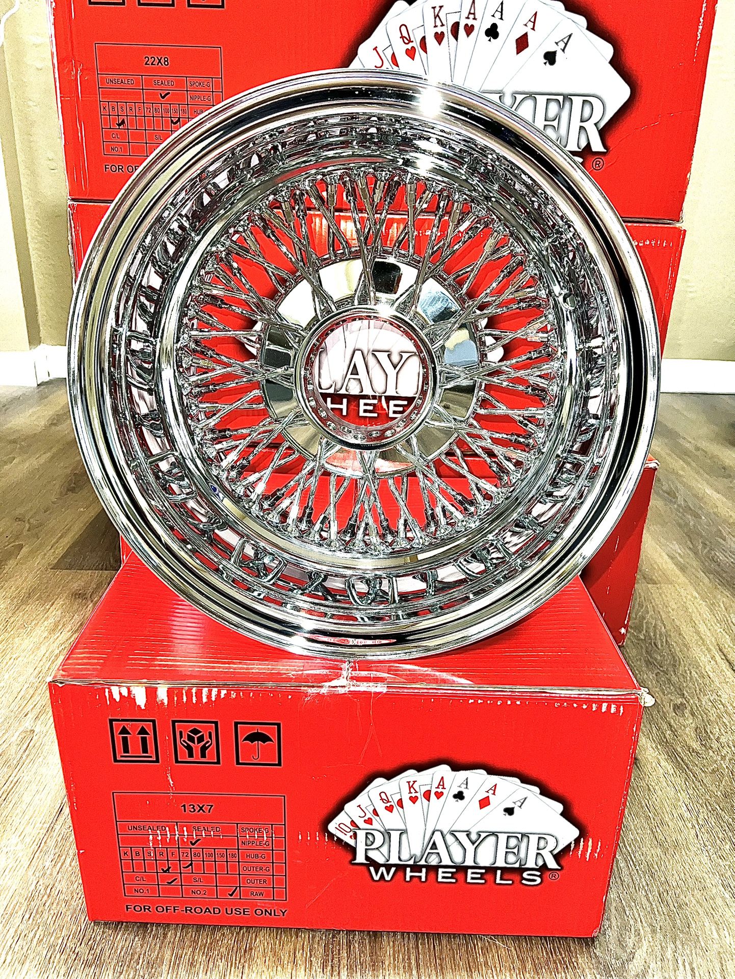 Player wire wheels 13x7 Chrome 72 Spoke