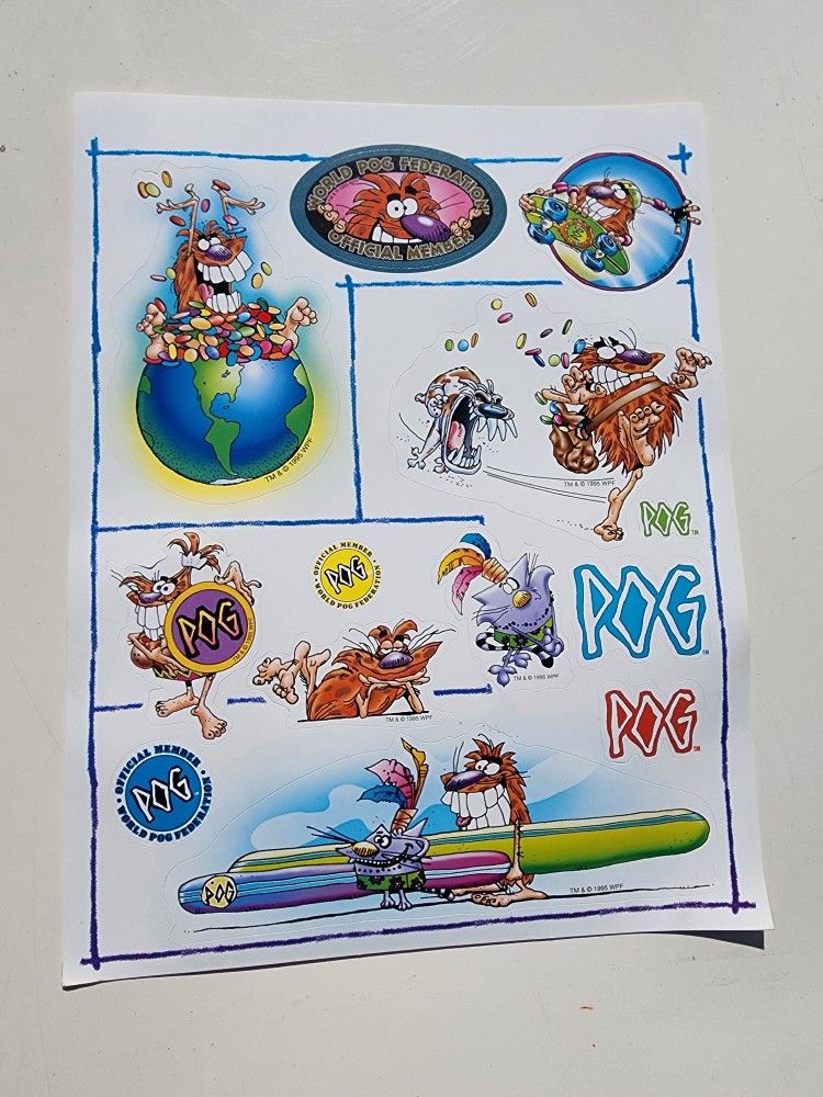 Ultra Rare 1995 World POG Federation Official Member Sticker Sheet