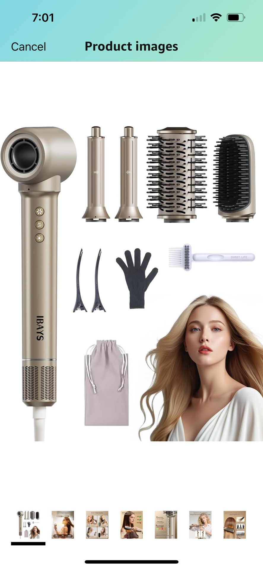 5 in 1 Hair Styler & Hair Dryer Brush, High-Speed Airwrap withFrizz-Free Styling Fast Drying Curling Straightening, Auto Wrap Hot Air Styler