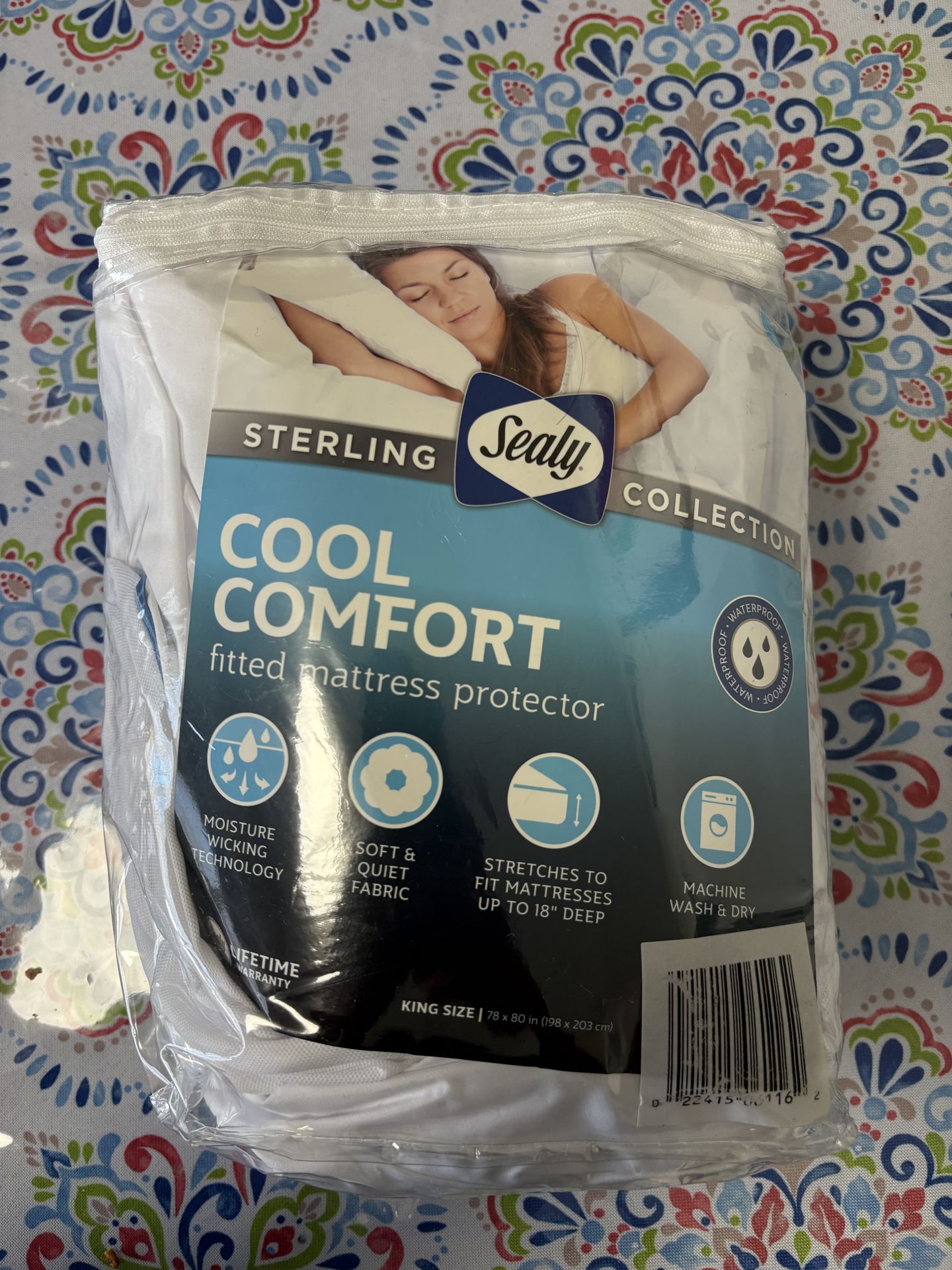 New Sealy Sterling Cool Comfort fitted mattress protector.