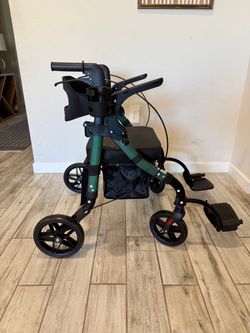 Helavo Wide 2 In 1 Rollator/Wheelchair Combo