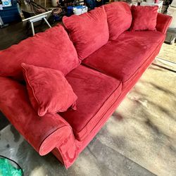 Xtra Deep Comfy Red Couch W/optional Ottoman 