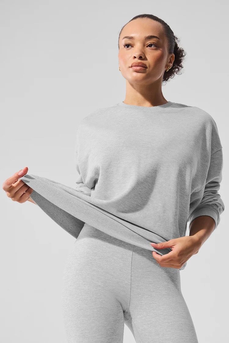 Alo Yoga Chill Crew Neck Pullover XS 2-4 Athletic Heather Grey