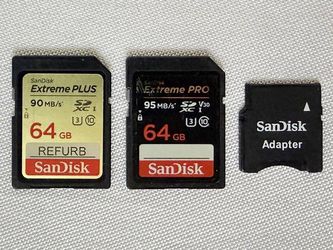 64GBSD Memory Card For Digital Cameras, Also MicroSD to MiniSD Adapter