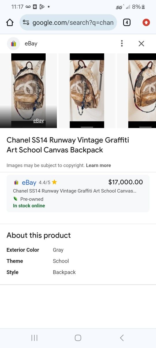 Chanel SS14 runway Vintage Graffiti Art School Canvas Backpack