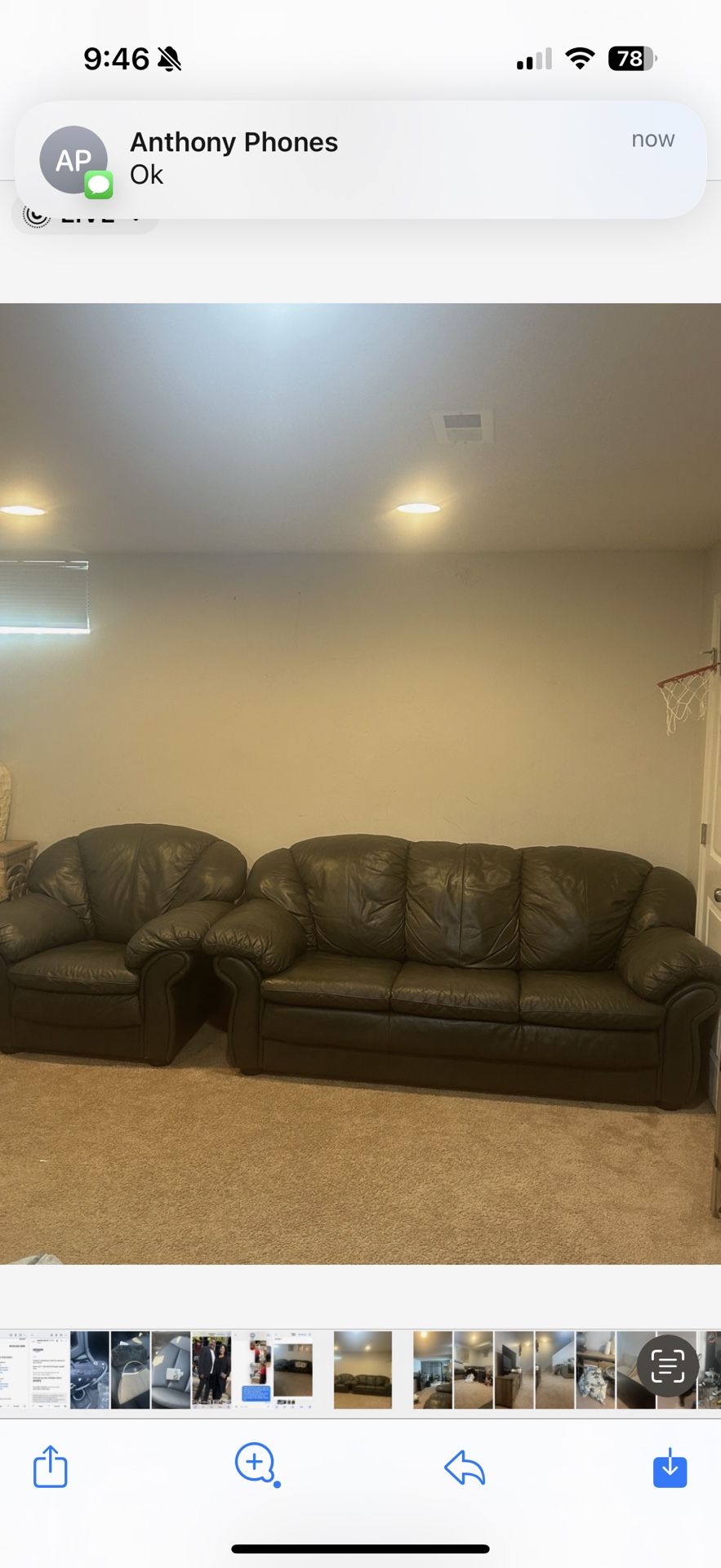Leather  Couch & Loveseat 