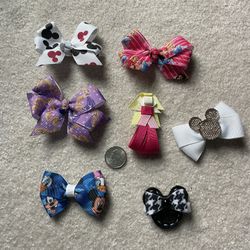 Disney Hair Bows Lot - 7 Total 