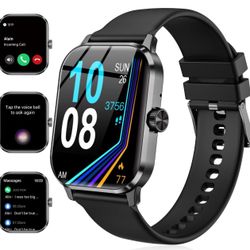 Smart Watch for Men and Women, 1.96" HD Fitness Tracker with Bluetooth Calls, Heart Rate & Sleep Monitor, 120+ Sports Modes, IP68 Waterproof, Voice As