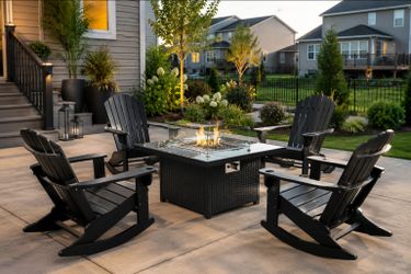 Adirondack Chairs w/ Cupholder + Fire Table Bundle