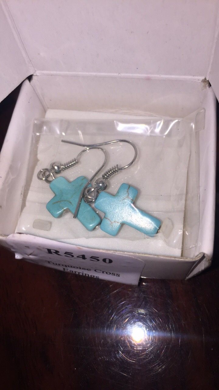 Turquoise cross earrings