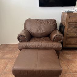 Leather Chair & Ottoman