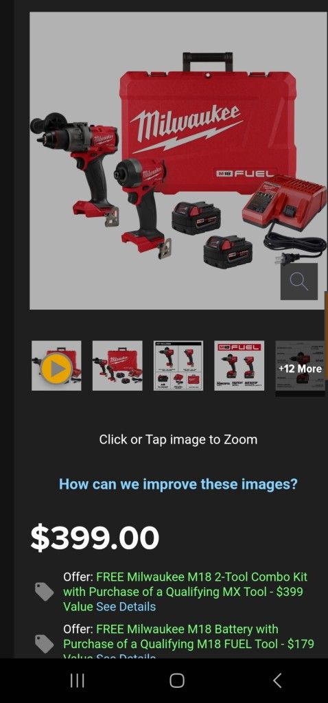 Milwaukee Hammer Drill And Impact Driver Combo Kit With 2 Batteries