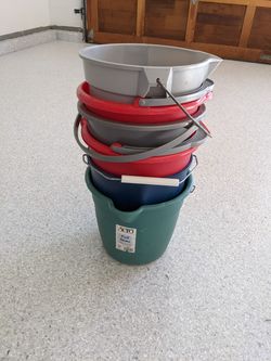 Assorted buckets and pails