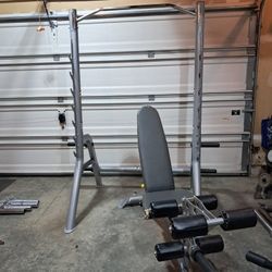Squat Rack, Weight Bench With Attachments $250