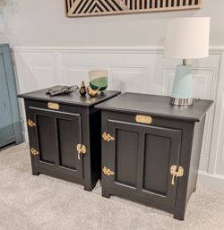 Antique Ice Box Nightstands — Matching Pair | White Clad