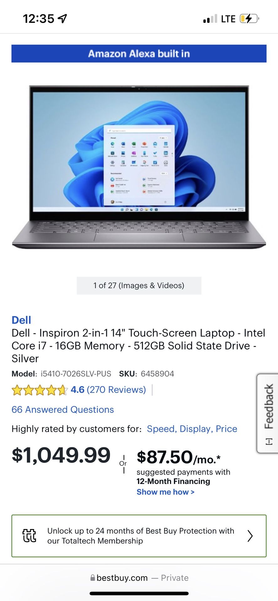Dell Inspiron 14” 2 in 1