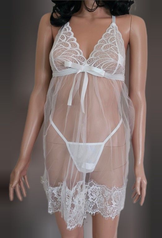 White Babydoll Teddy with Underwear