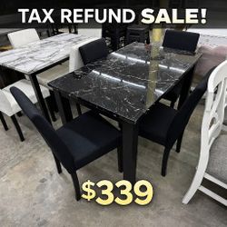 5 Piece Black Dining Table Set 29.5" X 47.2" X 30.1"H