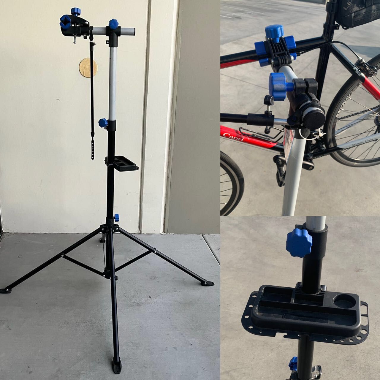 New In Box Bicycle Bike Ship Maintenance Stand Adjustable Retractable Rack For Road Mountain Fixie Bikes With Tool Tray 