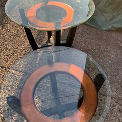 2 glass top end tables